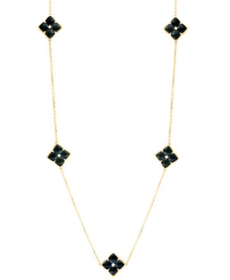 EFFY Collection - Onyx & Diamond (1/20 ct. t.w.) 18" Collar Necklace in 14k Gold