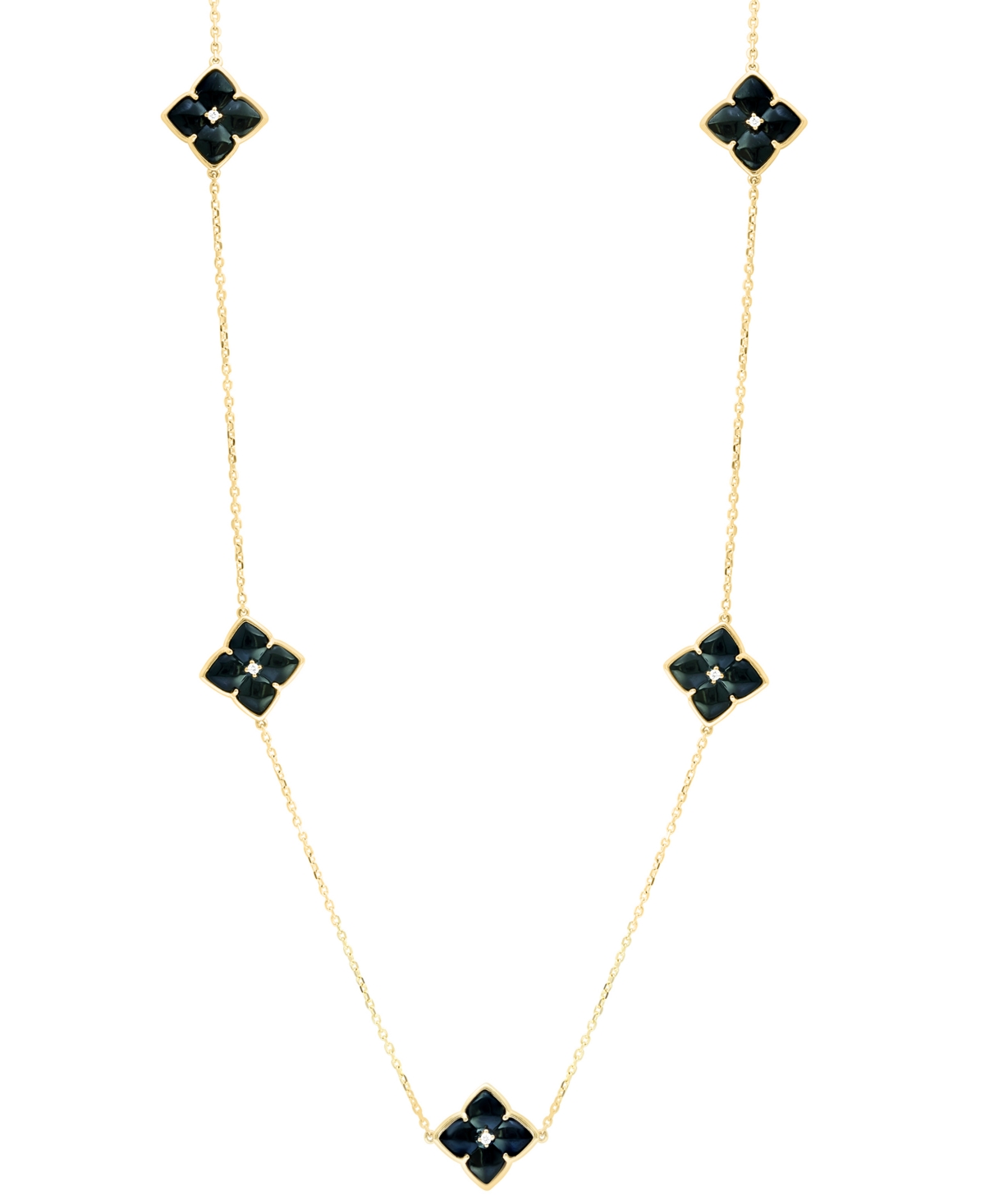 Effy Collection Effy Onyx & Diamond (1/20 ct. t.w.) 18" Collar Necklace in 14k Gold