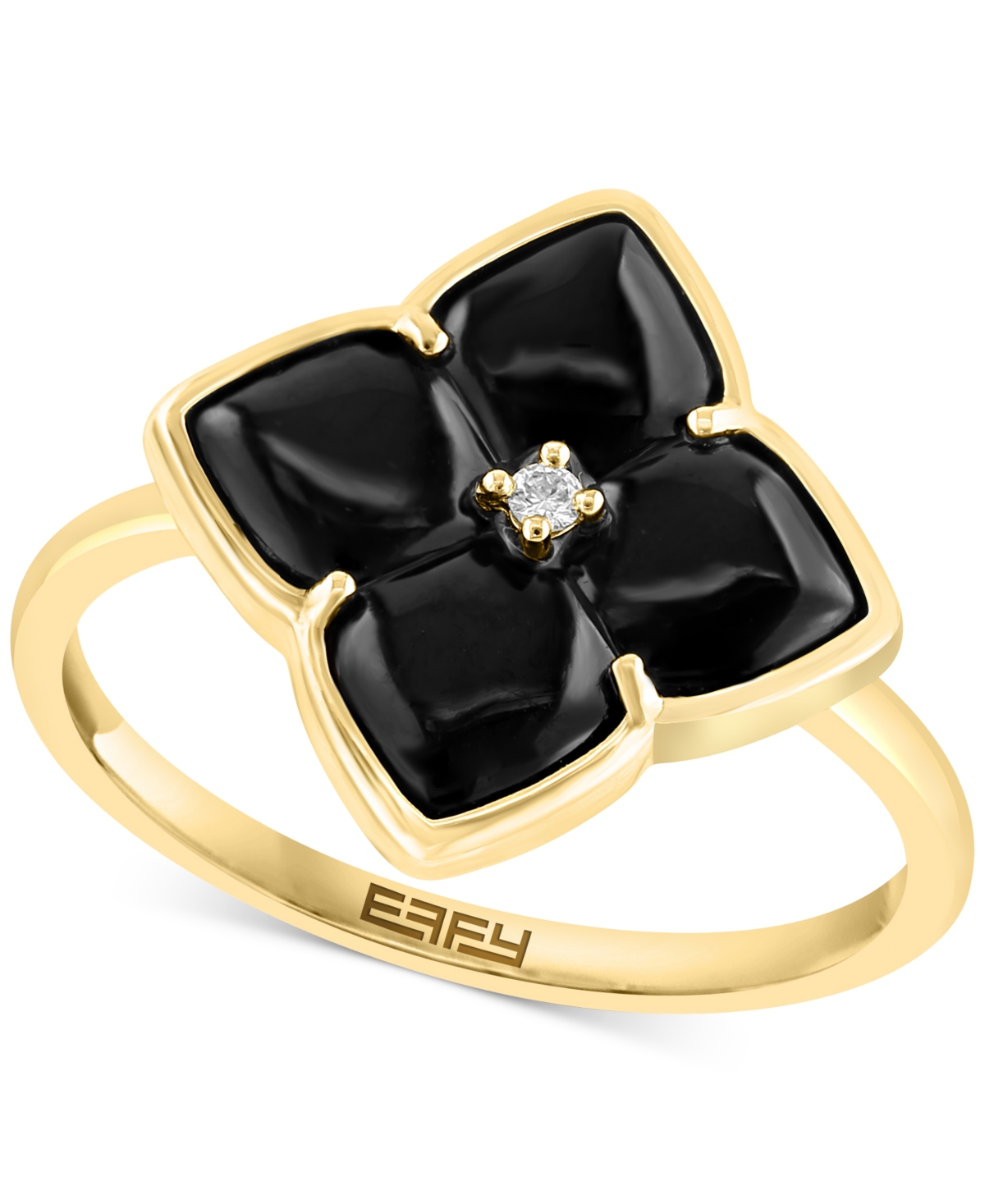 Effy Collection Effy Onyx & Diamond Accent Flower Ring In 14k Gold