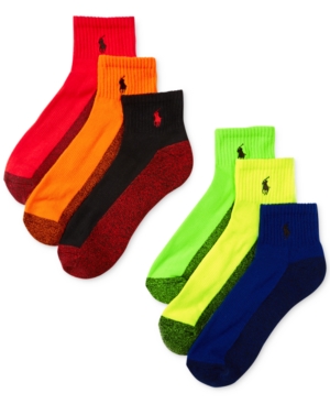 Polo Ralph Lauren Men's Athletic Celebrity Quarter Socks 6-Pack