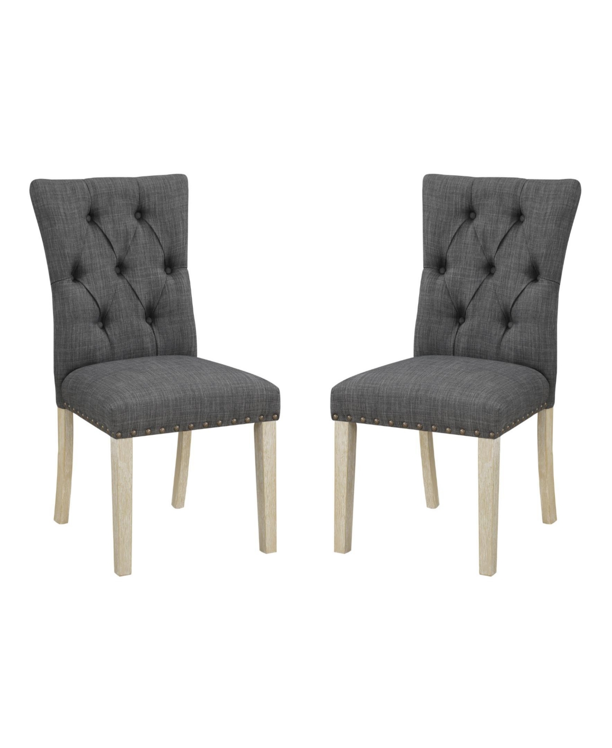 Shop Osp Home Furnishings Preston Dining Chair 2-pack With Antique-like Bronze Nailheads And Brushed Legs In Fabric In Charcoal
