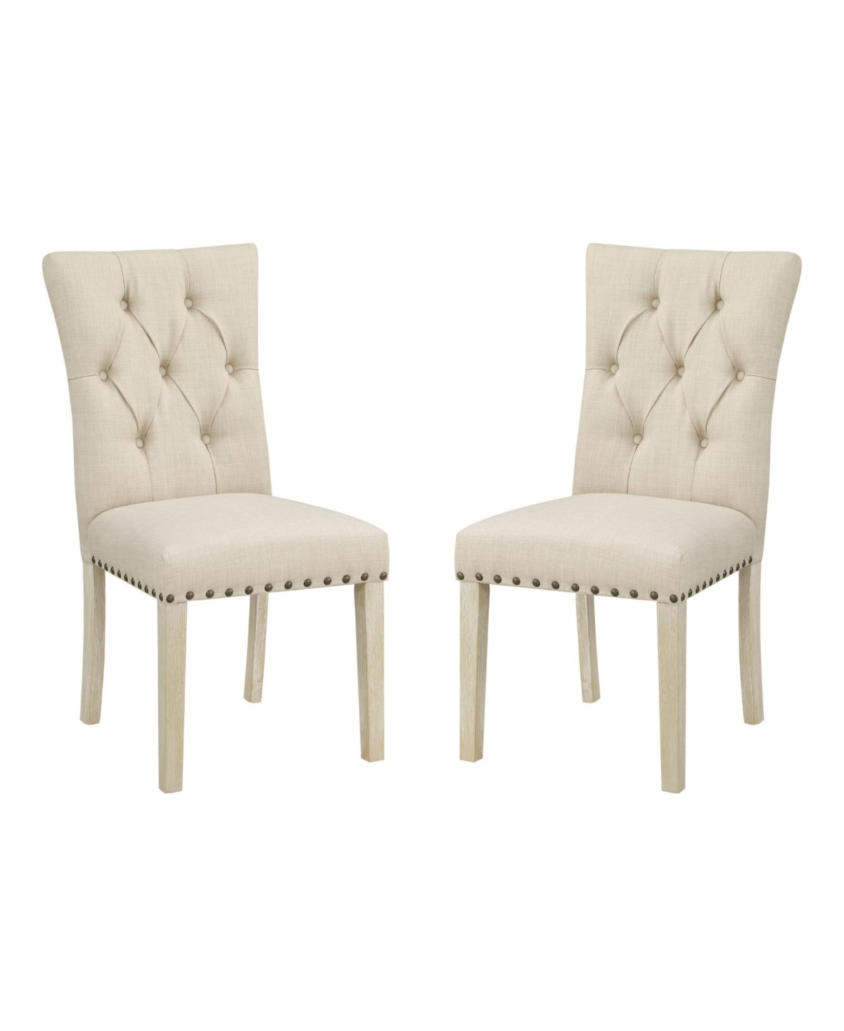 Shop Osp Home Furnishings Preston Dining Chair 2-pack With Antique-like Bronze Nailheads And Brushed Legs In Fabric In Burlap