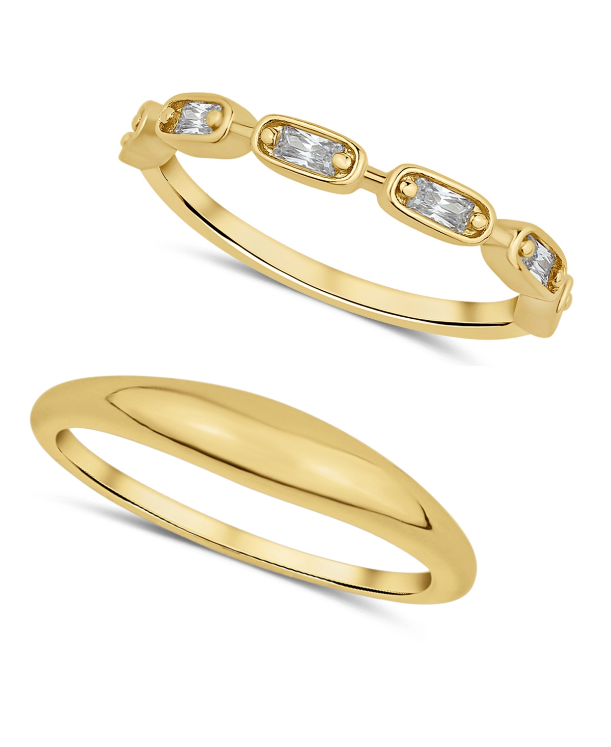 And Now This Cubic Zirconia 18k Gold Plated Duo Stack Ring Set, 2 Pieces In K Gold Plated Over Brass