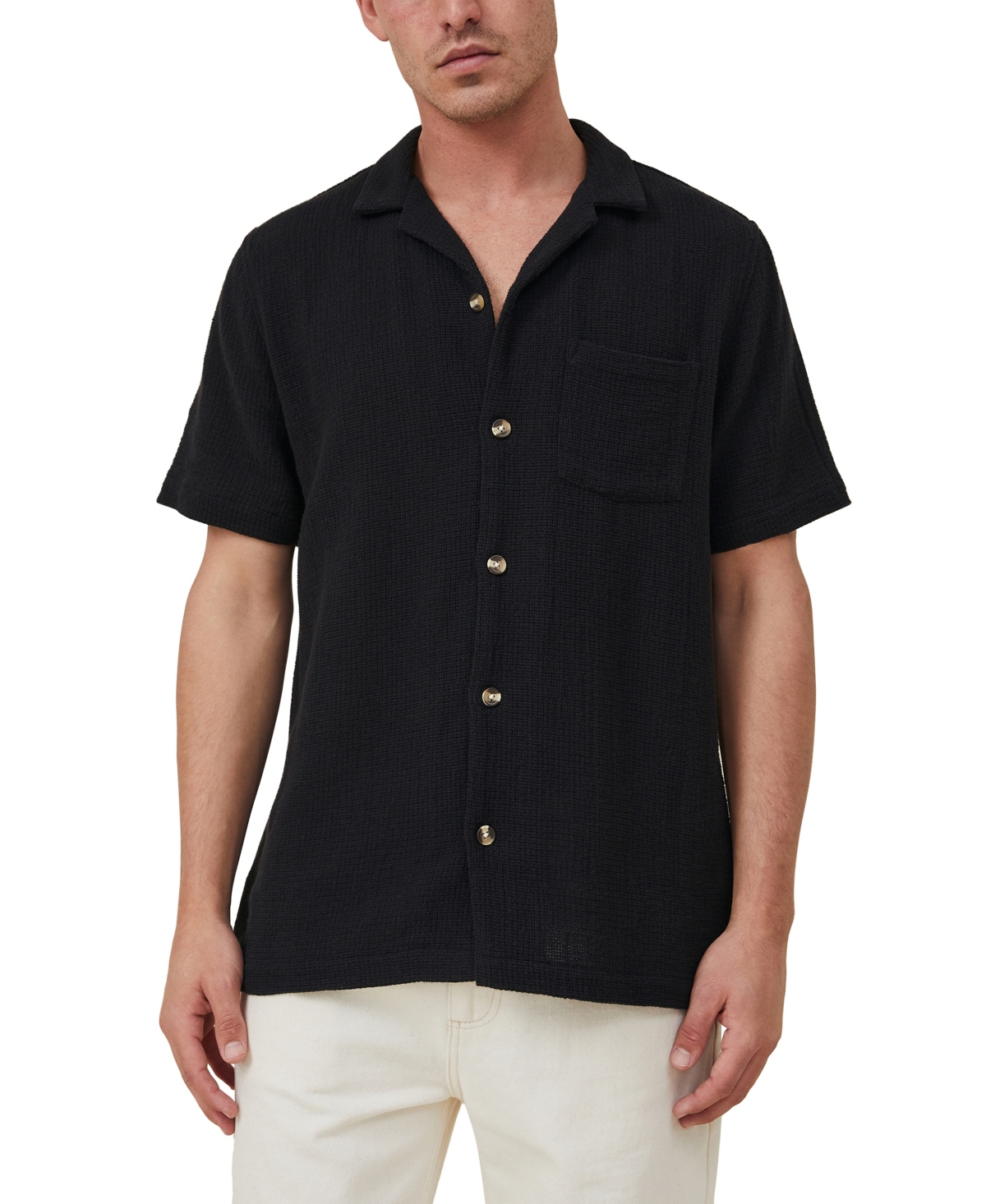 Shop Cotton On Men's Palma Short Sleeve Shirt In Washed Black