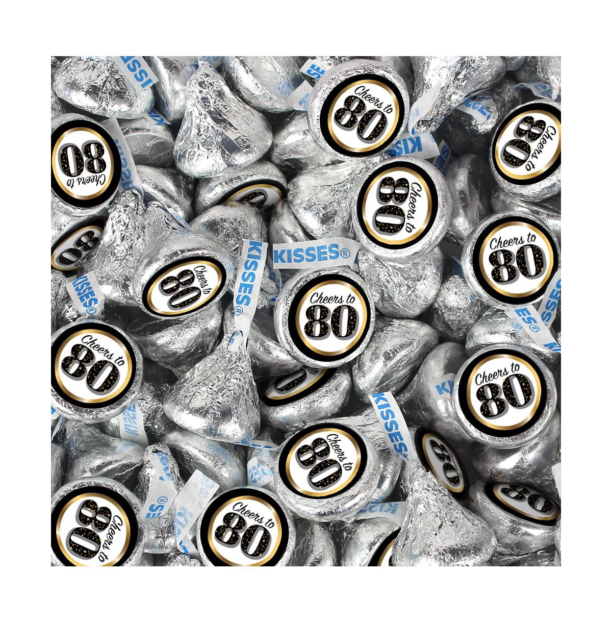 Just Candy 100 Pcs 70th Birthday Candy Hershey's Kisses Milk Chocolate (1 Lb, Approx. 100 Pcs) In Silver
