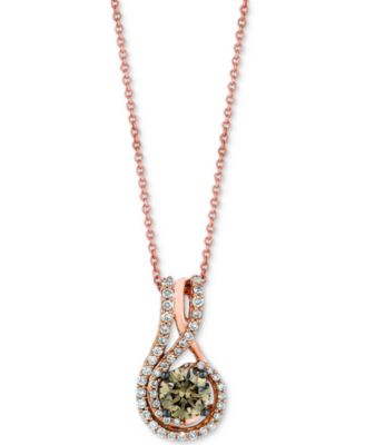 Le Vian - Chocolate Diamond & Vanilla Diamond (7/8 ct. t.w.) Swirl 18" Pendant Necklace in 14k Rose Gold