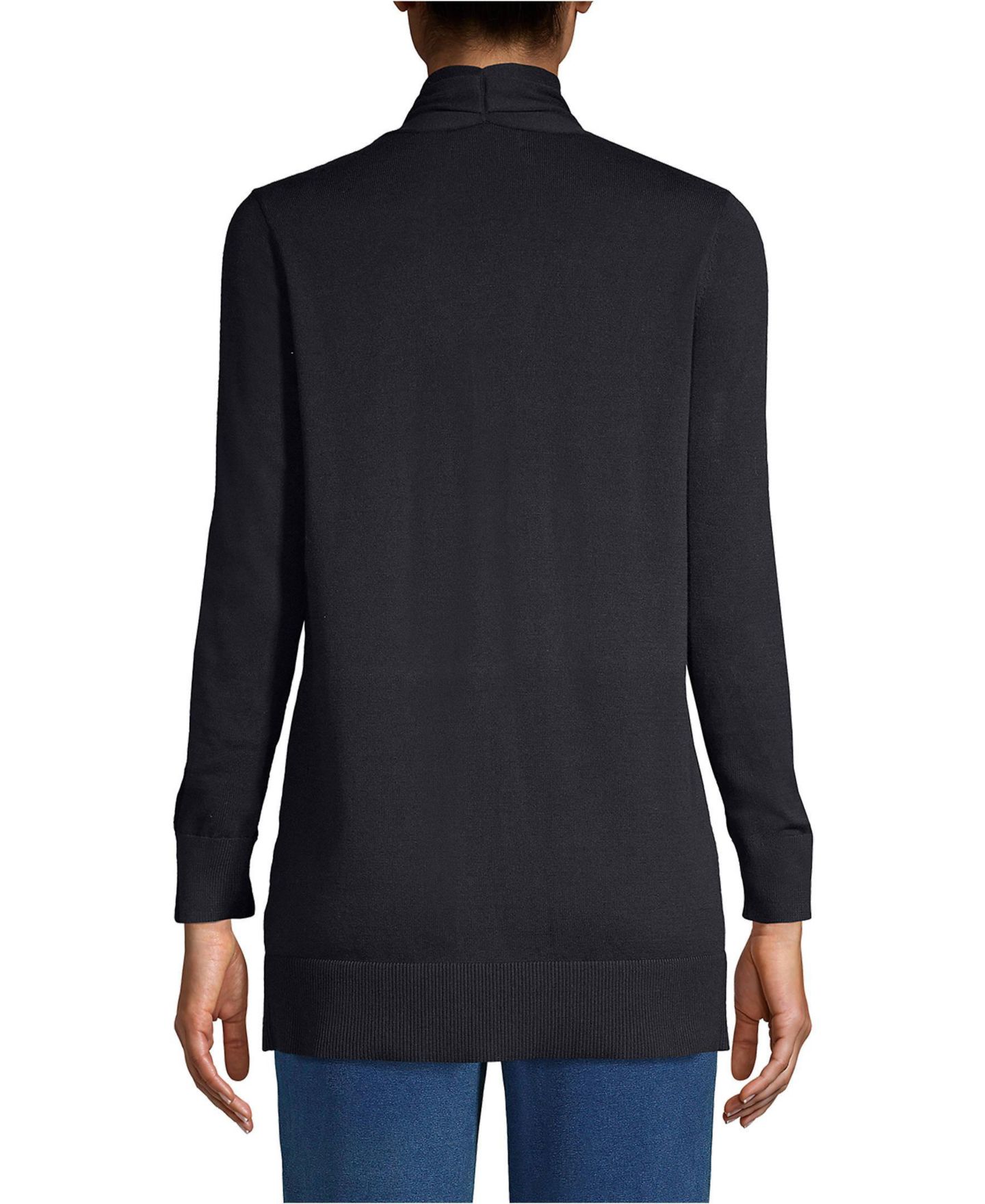 Женский кардиган Lands' End Long Sleeve Open Long Cardigan, цвет: Чёрный — фото 3