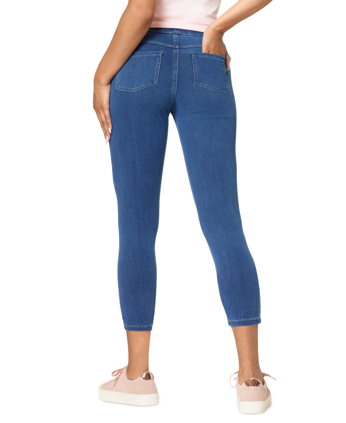 HUE WOMEN'S PULL-ON MID-RISE DENIM CAPRI LEGGINGS