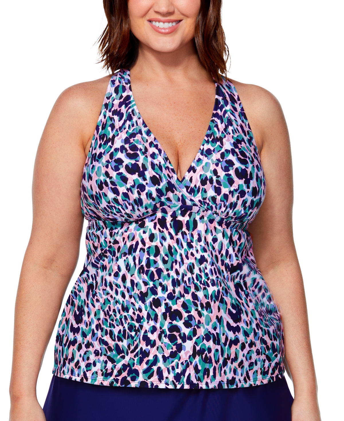 Island Escape Plus Size Printed Tankini Top, Created for Macy's Women's Swimsuit