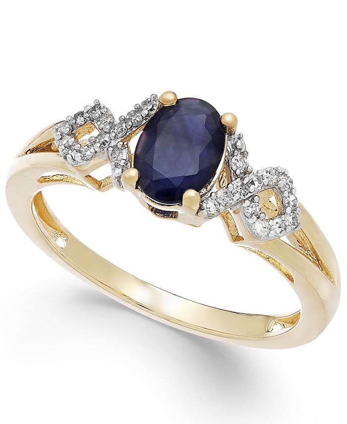 Macy's Sapphire (1 ct. t.w.) and Diamond (1/8 ct. t.w.) Ring in 14k ...