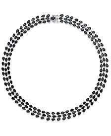 Black Sapphire Three-Row Necklace in Sterling Silver (97 ct. t.w.), Created for Macy's