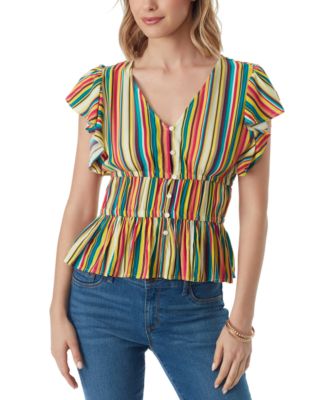 Jessica Simpson - Women's Jeydon Striped Flutter-Sleeve Blouse