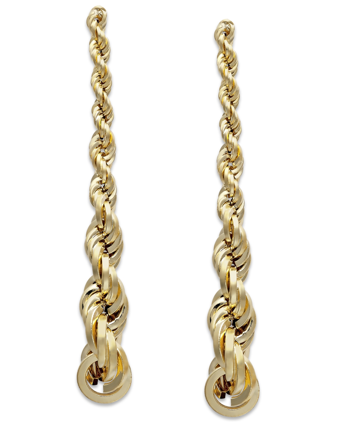 Italian Gold Graduated Rope Linear Earrings In 14k Gold, 1 1/2 Inch
