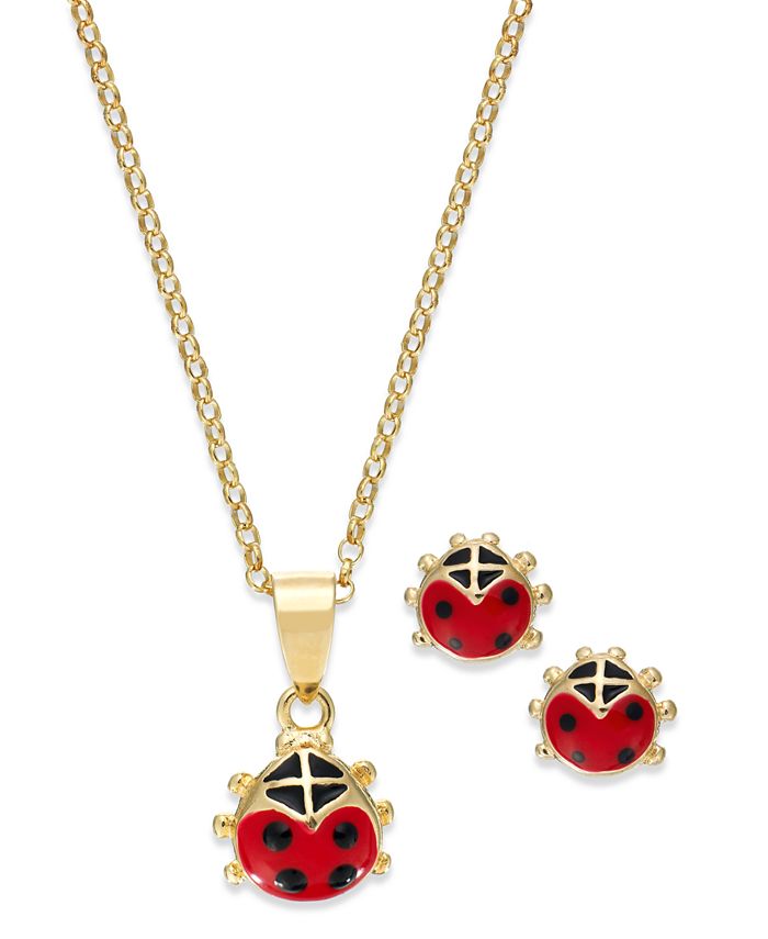Macy's Children's Ladybug Enamel Jewelry Set in 18k Gold over Sterling Silver Macy's
