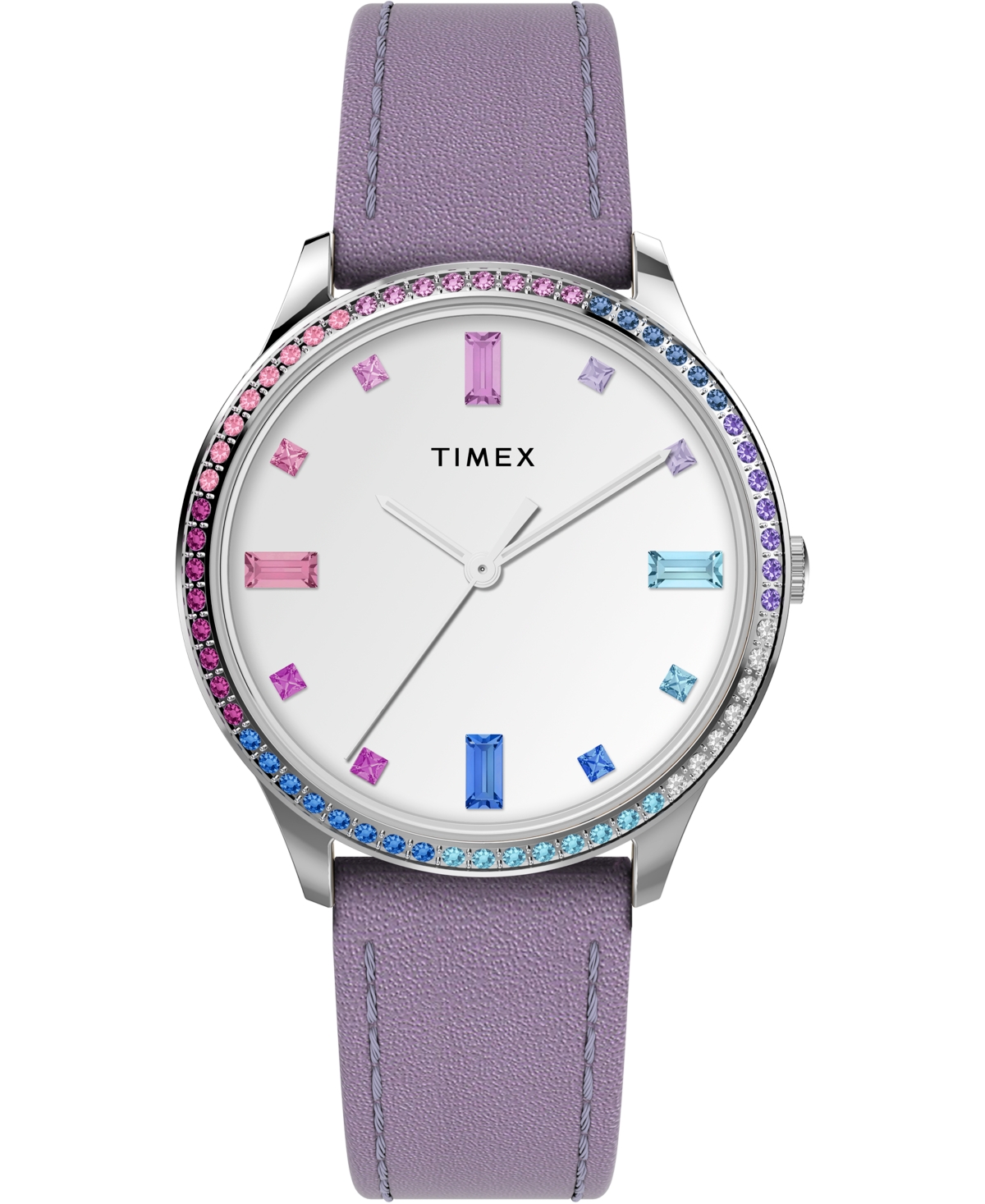 Timex Women's Quartz Analog Premium Dress Leather Purple Watch 32mm