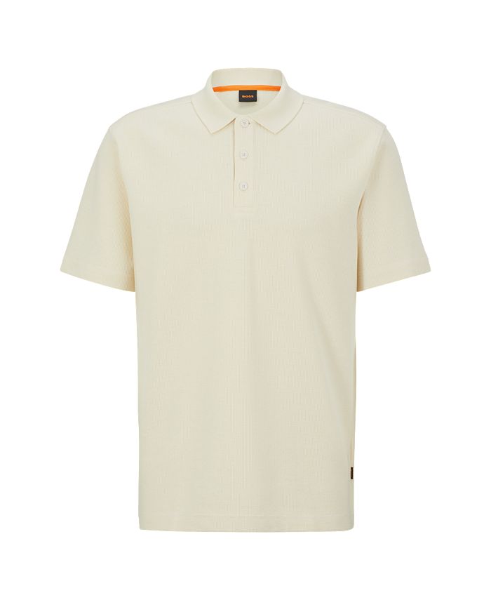 Hugo Boss BOSS by Men's Waffle Structure Cotton-Blend Relaxed-Fit Polo ...