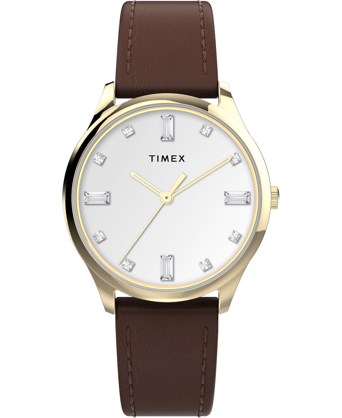 Timex Women's Quartz Analog Easy Reader Leather Brown Watch 32mm
