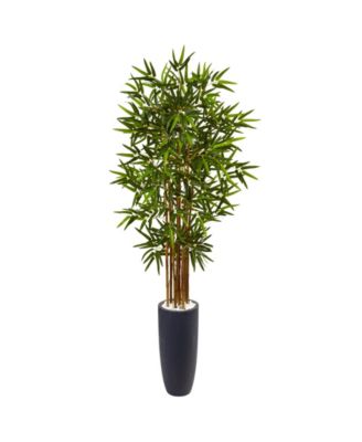Nearly Natural - 5' Bamboo Artificial Tree in Gray Cylinder Planter