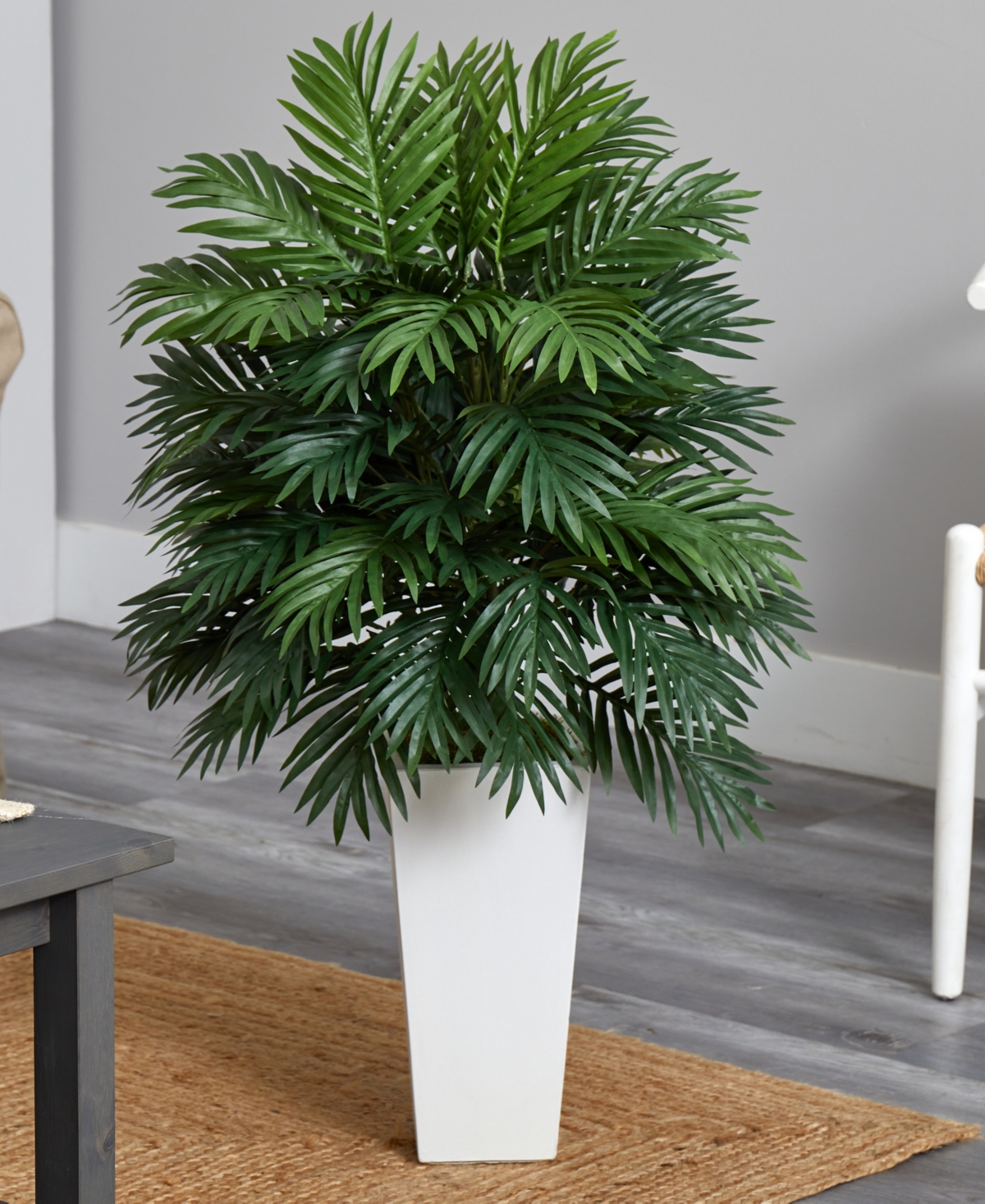 Nearly Natural Areca Palm Artificial Plant in White Tower Planter