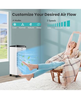 4-in-1 Evaporative Air Cooler w/ Fan & Humidifier Remote Control Ice Packs