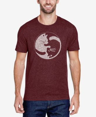 Men's Cotton/Poly Blend Word Art T-shirt - Yin Yang Cat