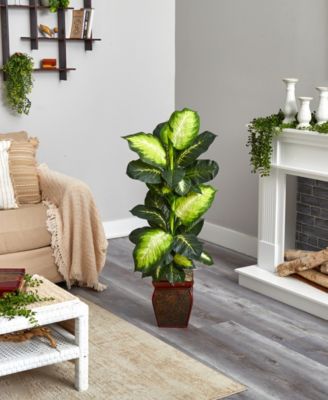 Golden Dieffenbachia Artificial Plant in Decorative Planter