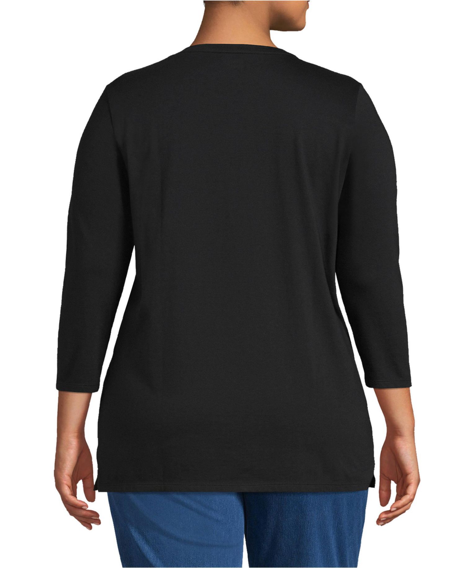 Plus Size 3/4 Sleeve Cotton Supima Tunic Top