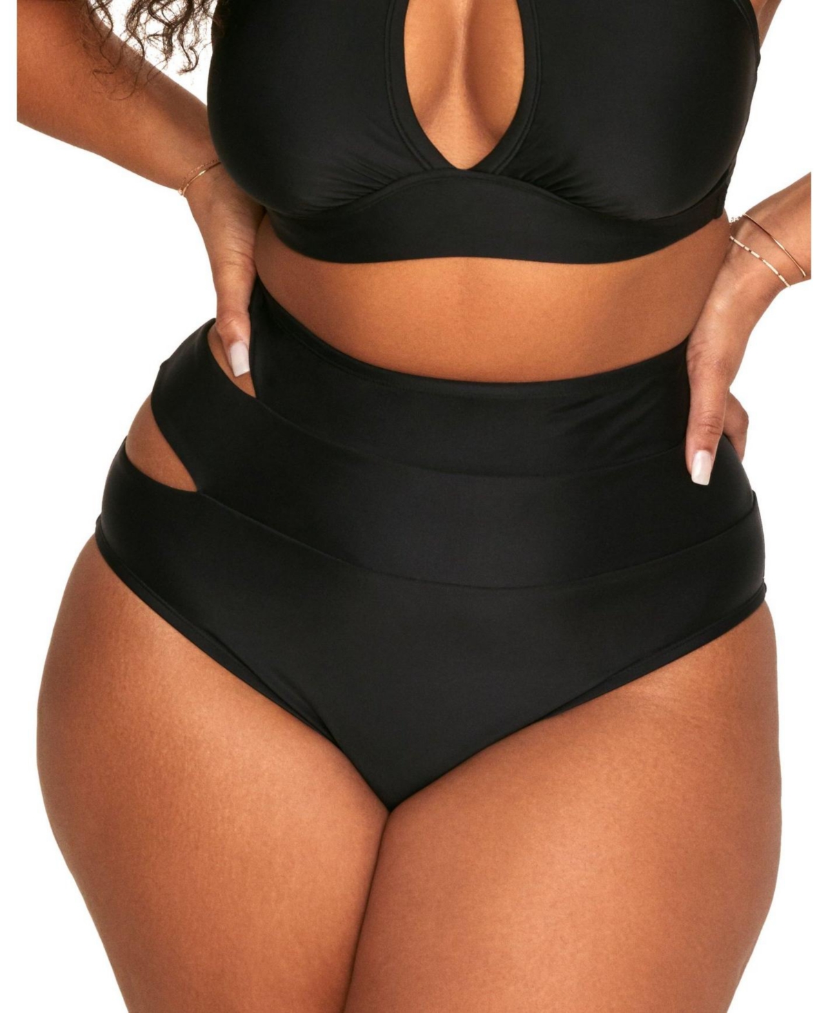 Plus Size Demi Swimwear Bikini Bottom - Black