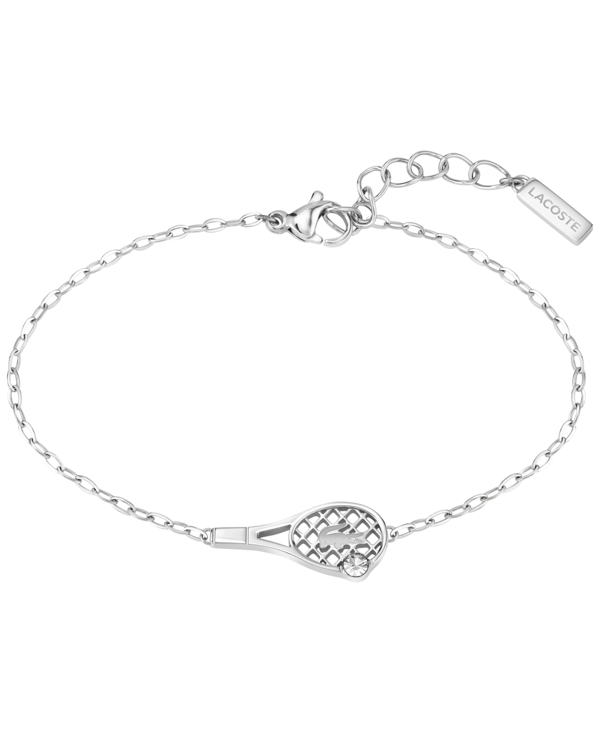 Lacoste Stainless Steel Tennis Racket Bracelet In Silver