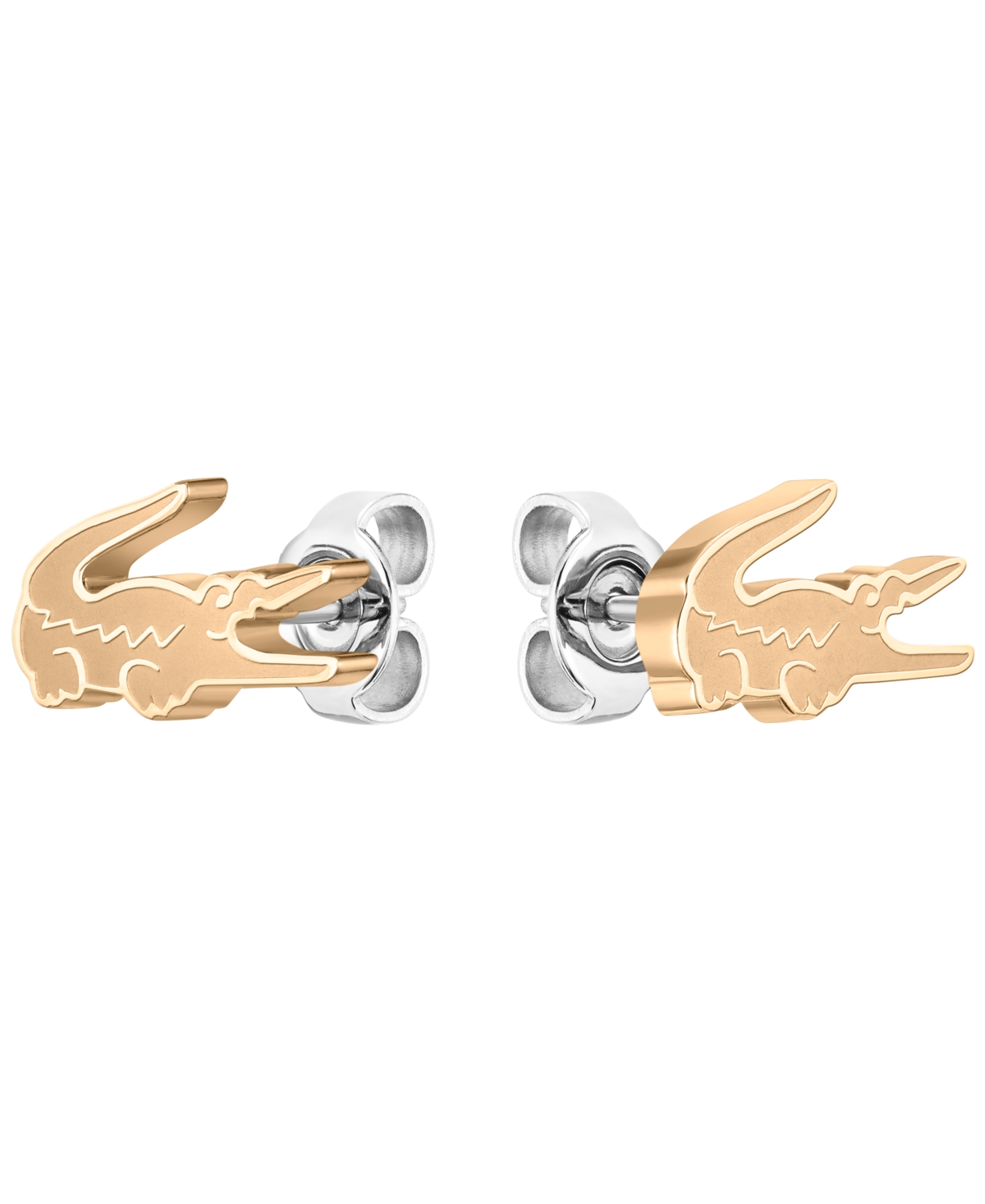 Lacoste Gold Tone Crocodile Studs In Carnation Gold