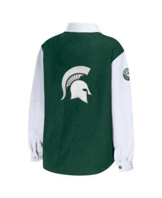 Women's Hunter Green Michigan State Spartans Button-Up Shirt Jacket