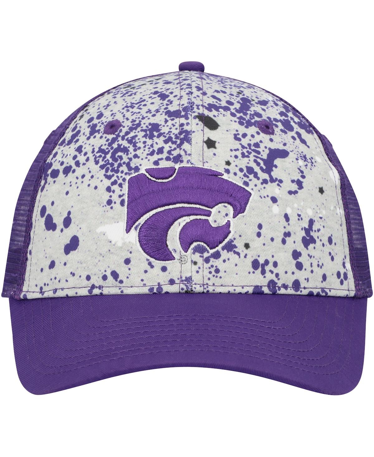 Colosseum Men's  Gray, Purple Kansas State Wildcats Love Fern Trucker Snapback Hat In Gray,purple