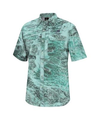 Men's Green Notre Dame Fighting Irish Realtree Aspect Charter Full-Button Fishing Shirt