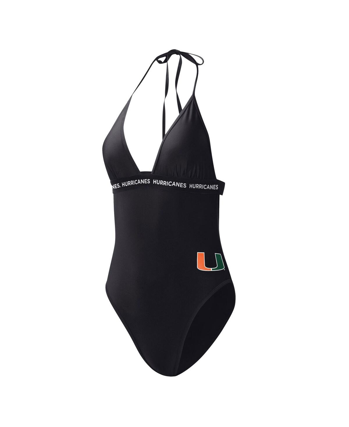 Shop G-iii 4her By Carl Banks Women's  Black Miami Hurricanes Full Count One-piece Swimsuit