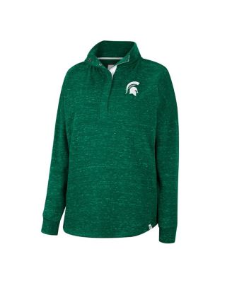Women's Green Michigan State Spartans Natalie Speckled Quarter-Snap Top