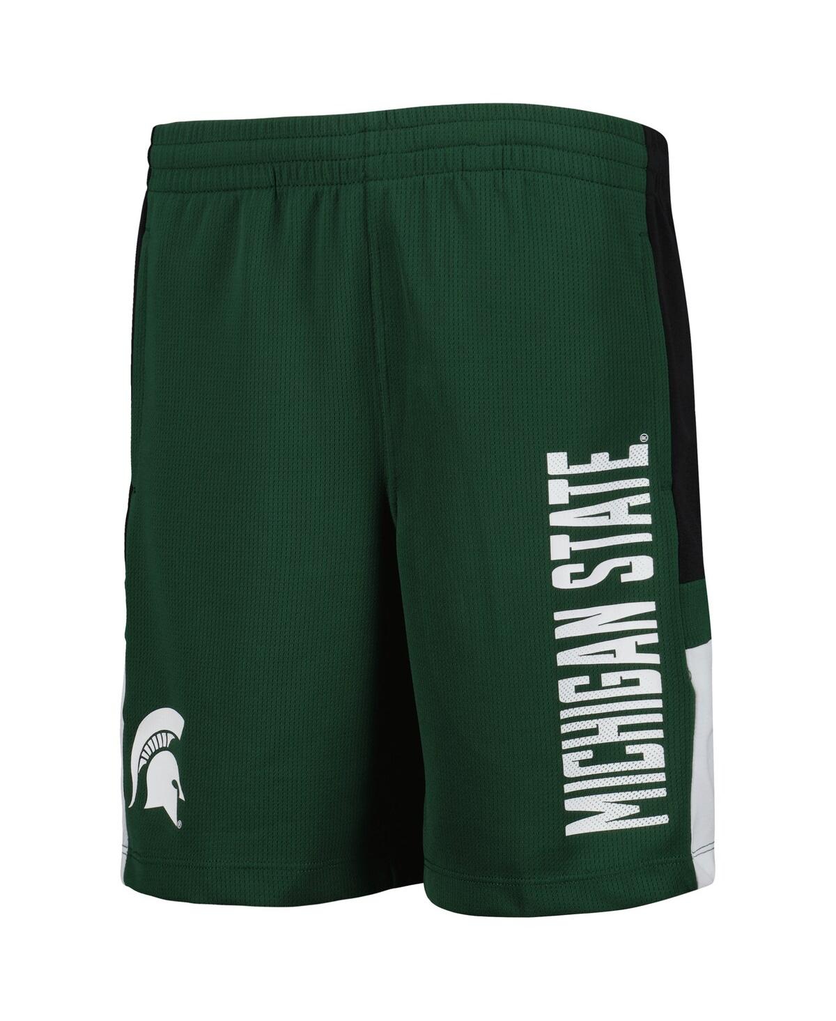 Outerstuff Kids' Big Boys And Girls Green Michigan State Spartans Lateral Mesh Performance Shorts