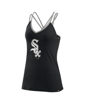 Women's Black Chicago White Sox Barrel It Up Cross Back V-Neck Tank Top