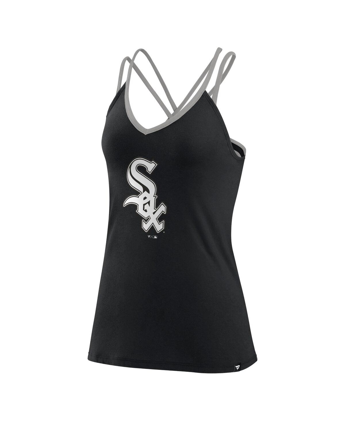 Fanatics Branded Black Chicago White Sox Barrel It Up Cross Back V-neck Tank Top In Black