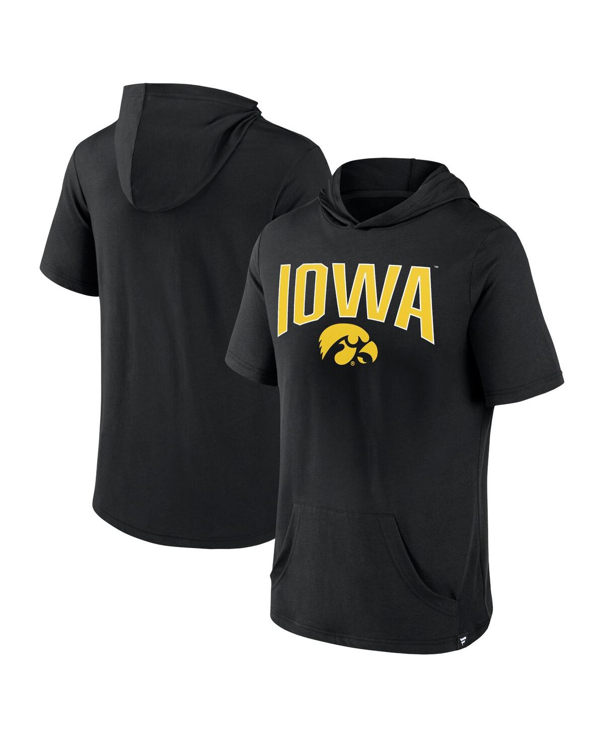 FANATICS MEN'S FANATICS BLACK IOWA HAWKEYES OUTLINE LOWER ARCH HOODIE T-SHIRT 