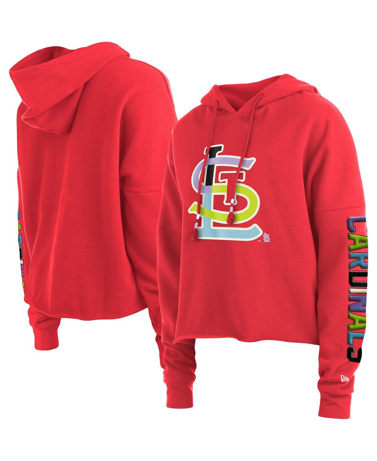 NEW ERA WOMEN'S NEW ERA RED ST. LOUIS CARDINALS FASHION HIGH HIP PULLOVER HOODIE