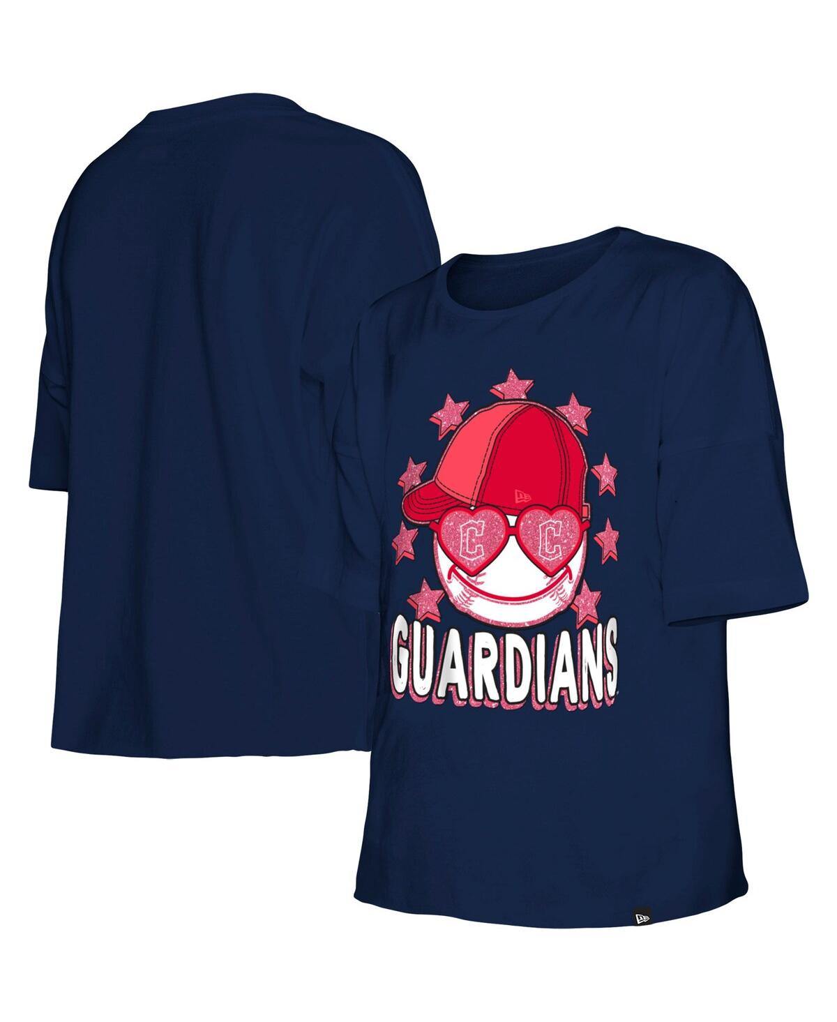 New Era Kids' Big Girls  Navy Cleveland Guardians Team Half Sleeve T-shirt