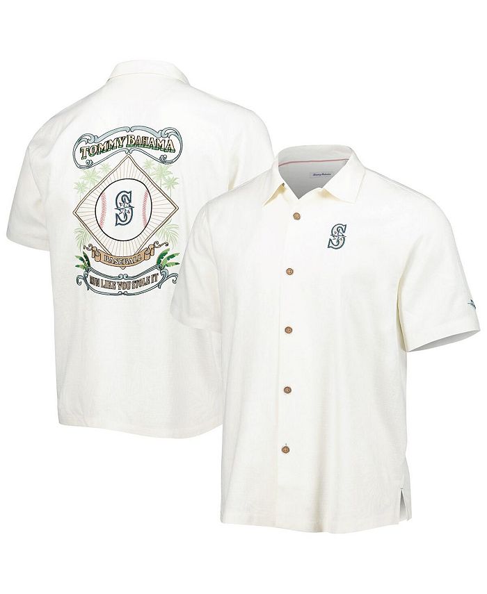 Tommy Bahama Men's Cream Seattle Mariners Baseball Camp ButtonUp Shirt Macy's