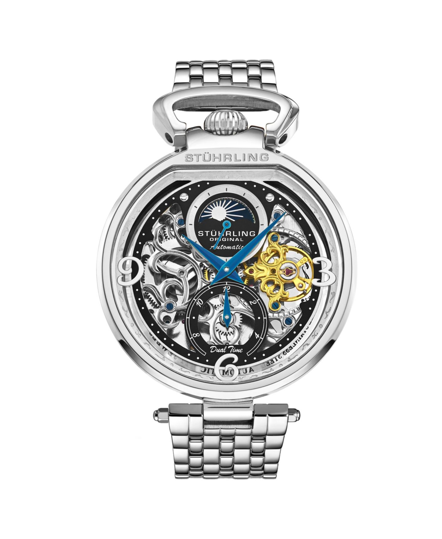 Круглые часы Stuhrling Legacy из стали серебристого цвета с двухцветным циферблатом, 45 мм — фото 1