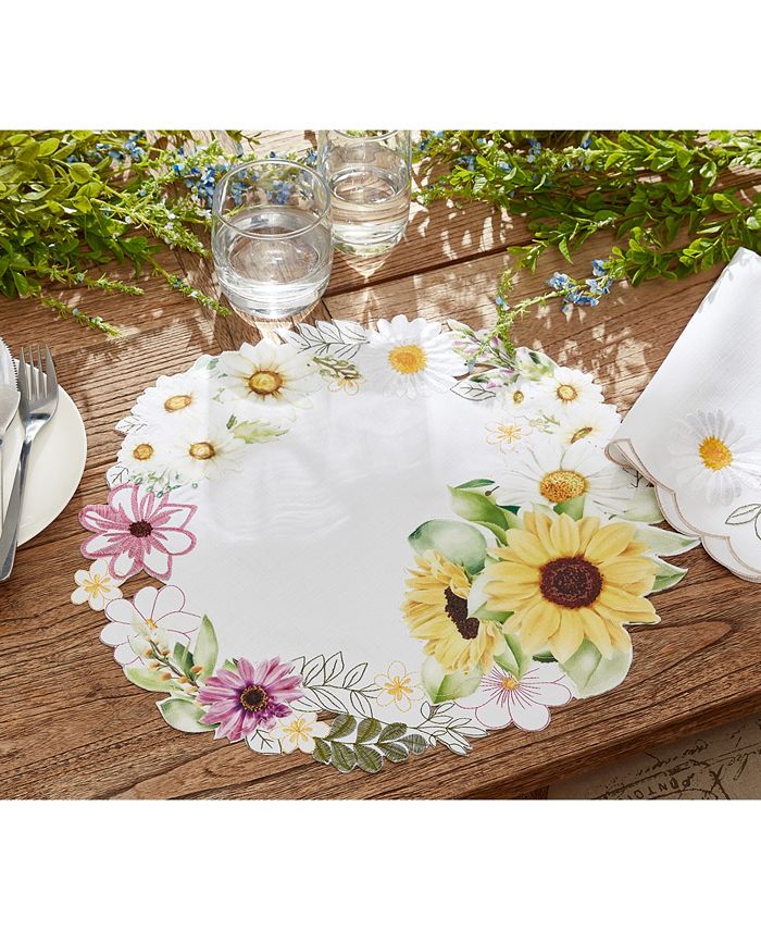 Elrene Sunflower and Daisies Cutwork Round Placemat Macy's