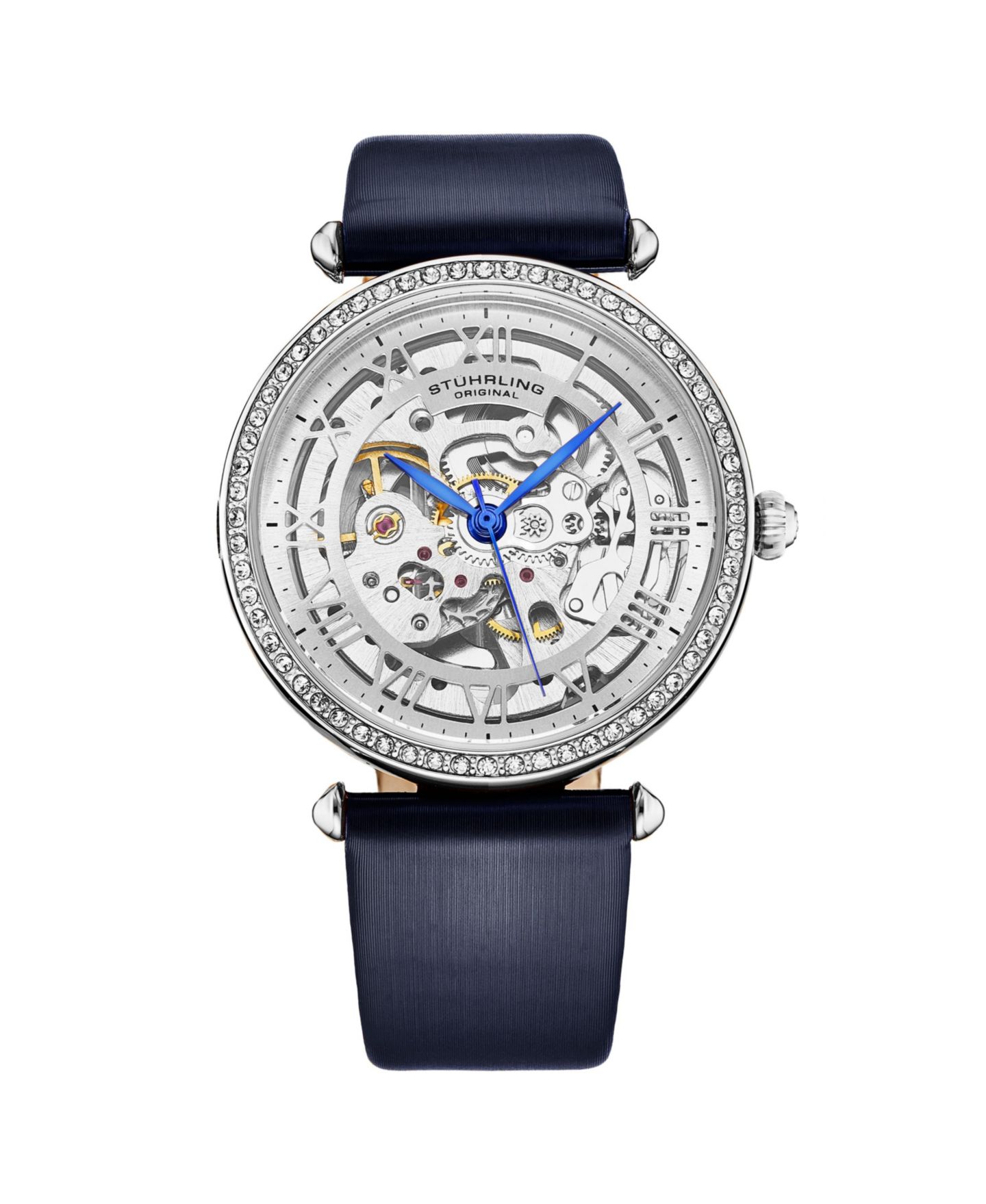 Женские часы Stuhrling Legacy Blue Leather, Silver-Tone Dial, 45mm Round Watch, цвет: Синий — фото 1