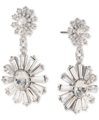 I.N.C. International Concepts - Silver-Tone Mixed Crystal Flower Drop Earrings
