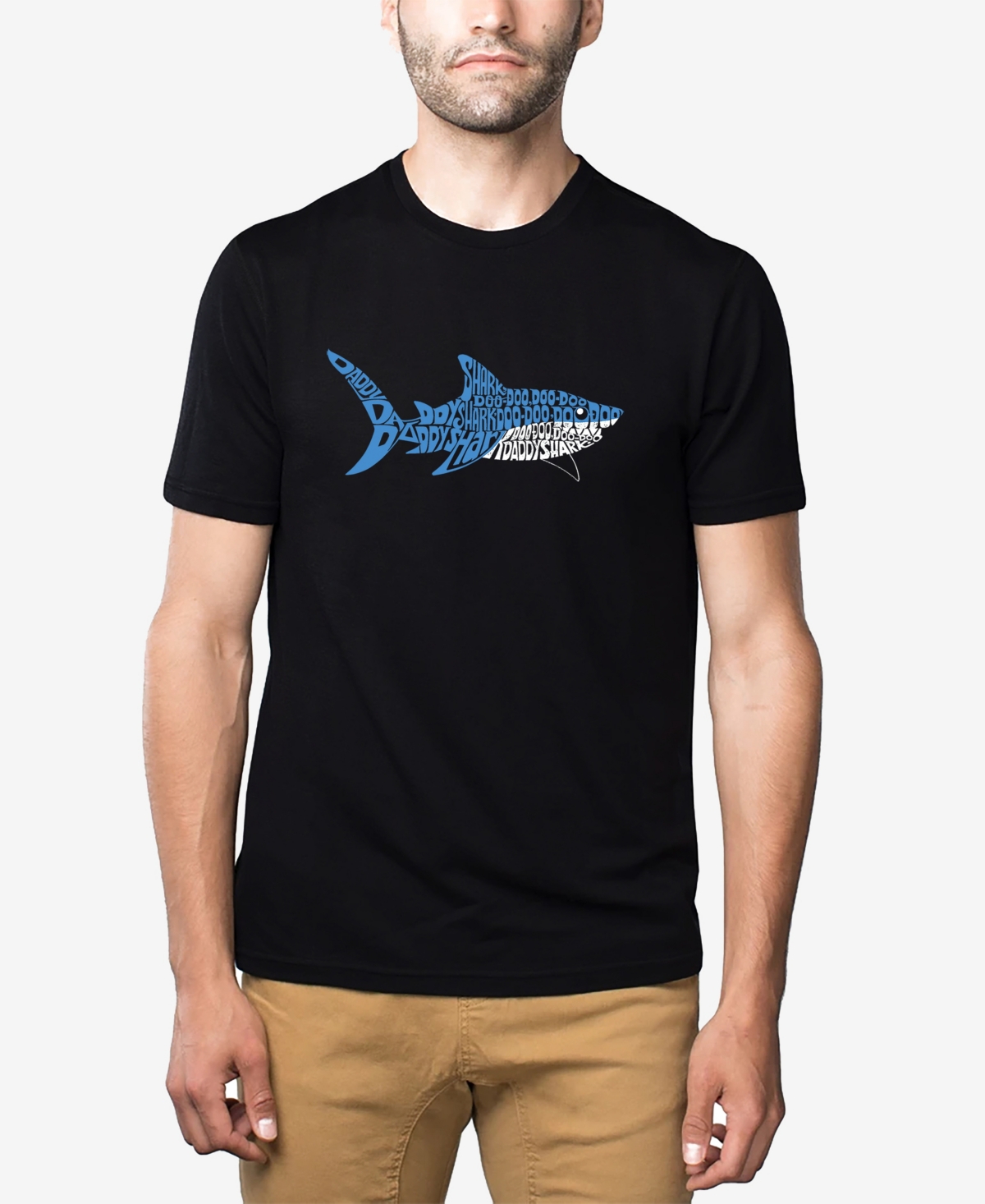 Shop La Pop Art Men's Premium Blend Daddy Shark Word Art Short Sleeve T-shirt In Black