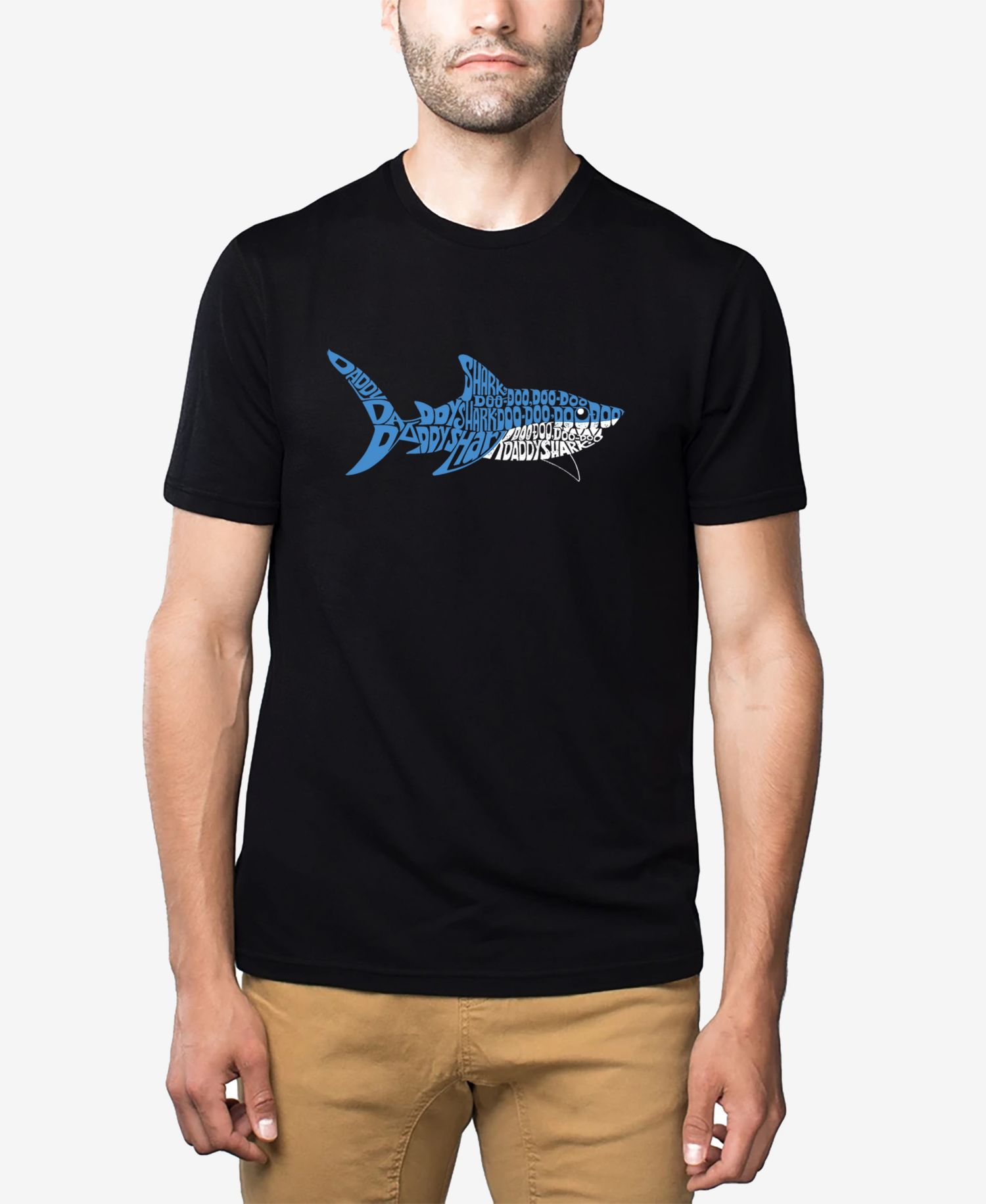 Men's Cotton/Poly Blend Word Art Short Sleeve T-shirt - Daddy Shark