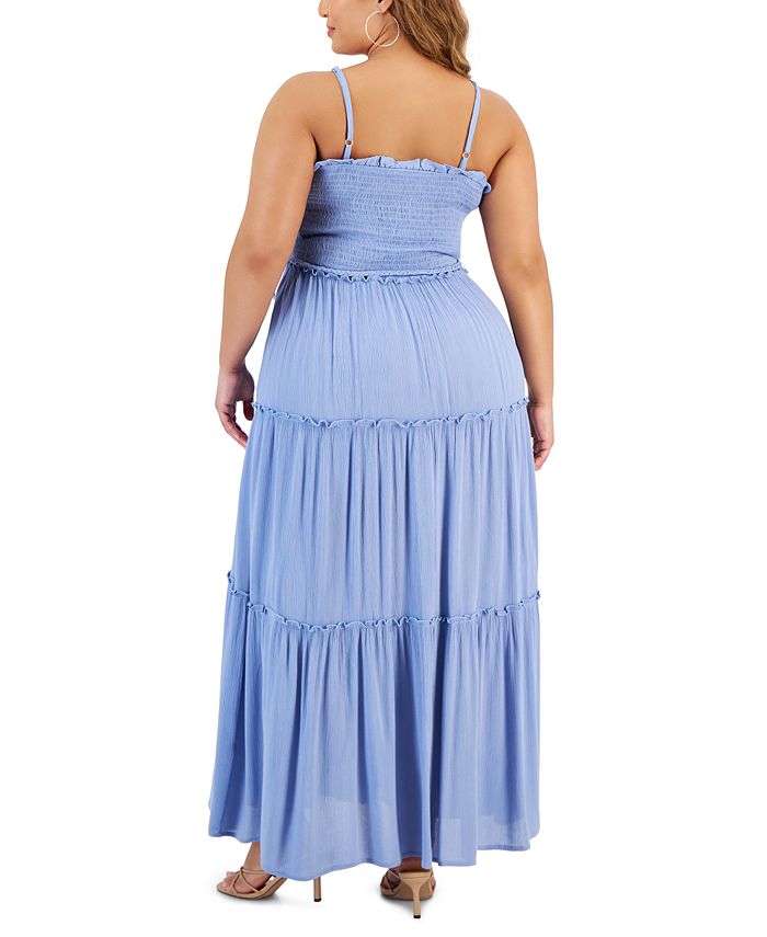 FULL CIRCLE TRENDS Trendy Plus Size Woven Gauze Tiered Maxi Dress - Macy's