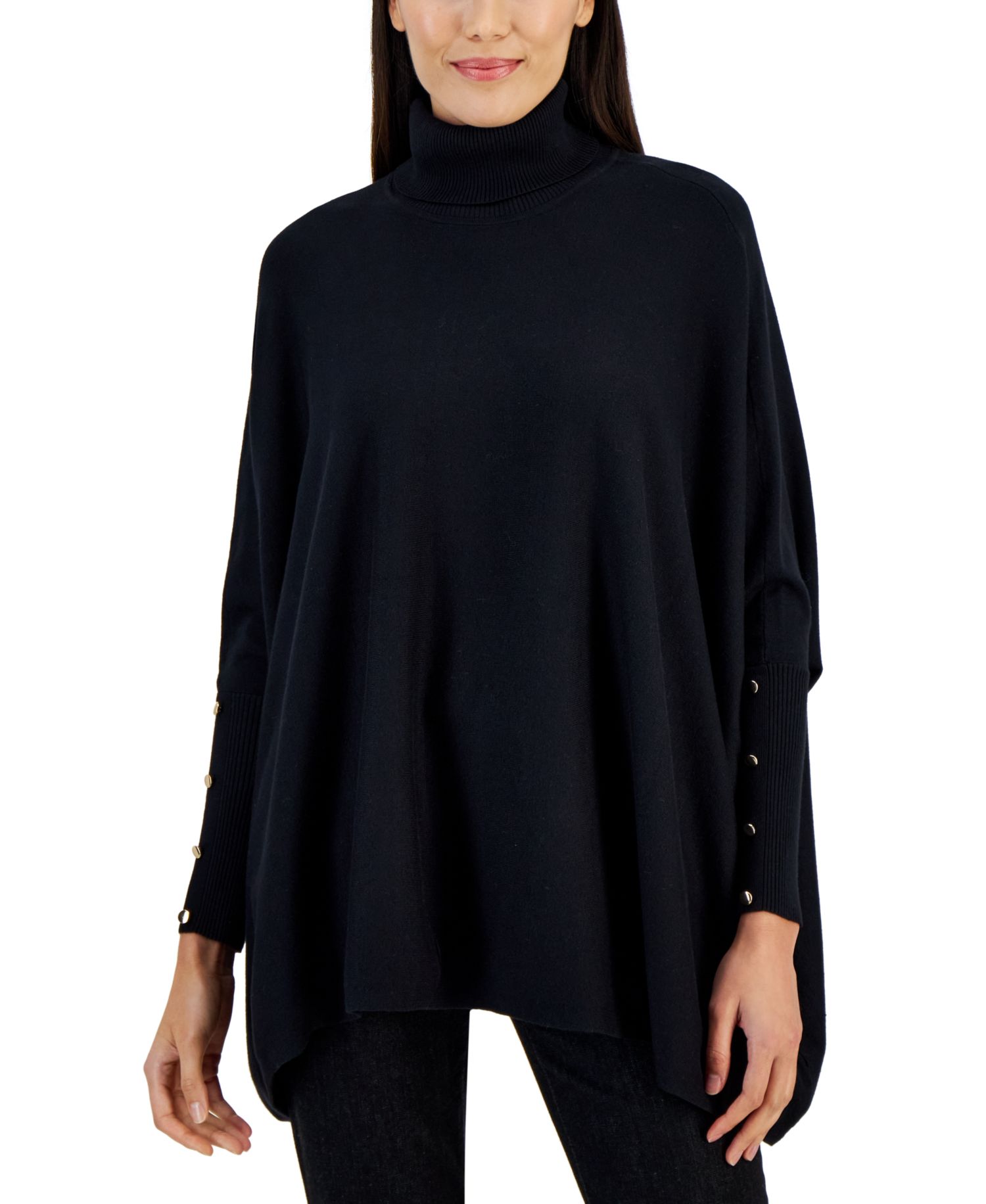 Women's Poncho Turtleneck Sweater